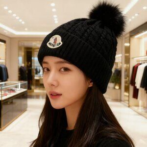 Moncler Black Pom-Pom Beanie